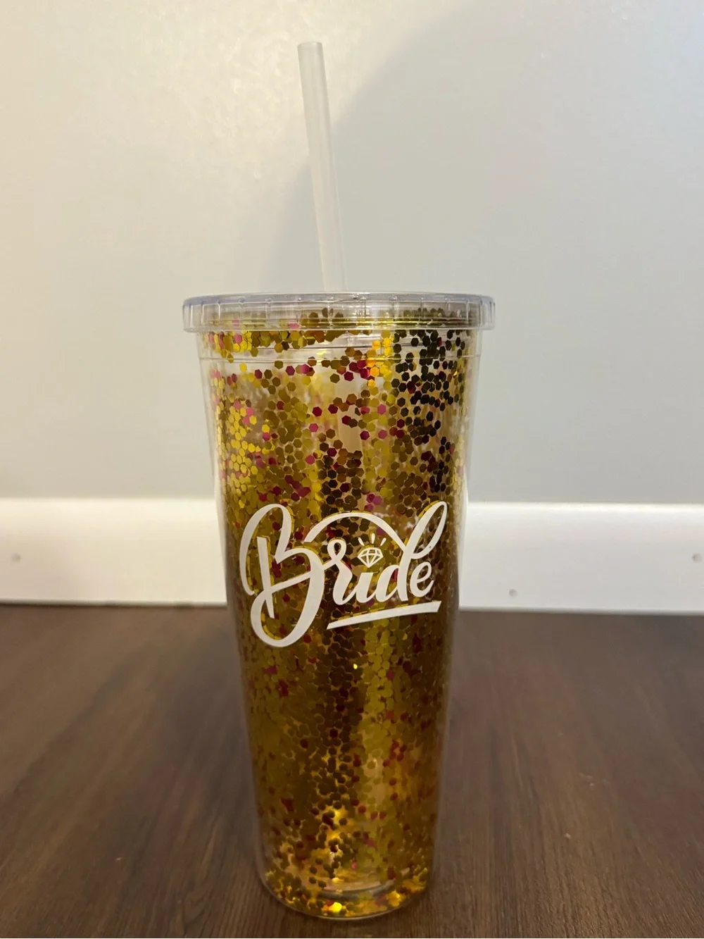 Glitter Bride Tumbler Cup - Gold Confetti